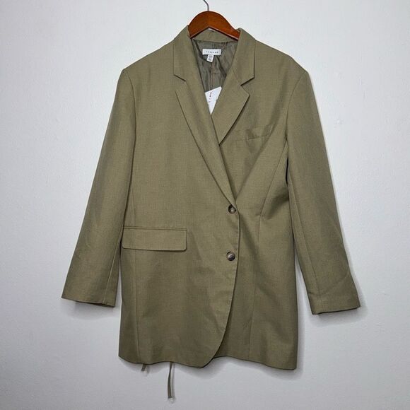 Topshop Blazer Oversized Asymmetrical Professional Business Jacket Size 6 - Picture 3 of 16